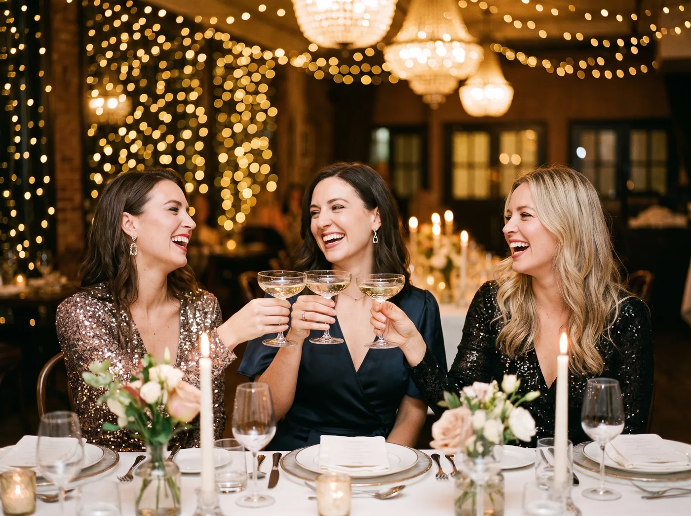 Guests toasting with champagne at a celebration